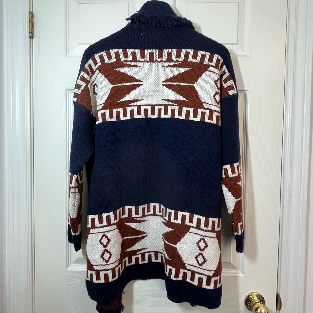 NWT COCOGIO Navy and White Patterned Cardigan Size Medium - Picture 3 of 10
